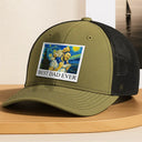 Gift For Father,Gift For Grandpa,Non-Eng,Photo - Pencil Sketch (Bold),Proud - Custom Photo Starry Night Best Dad Papa Ever - Personalized Leather Patch Hat
