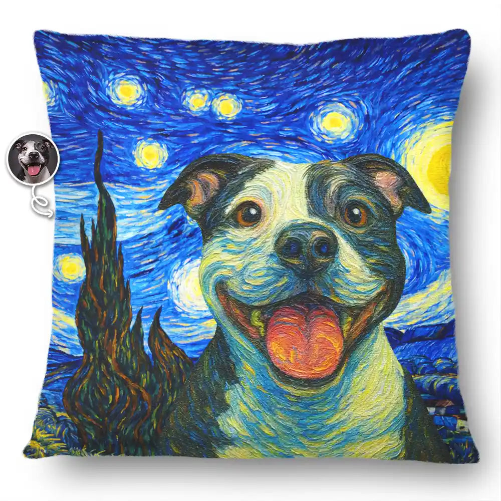 Custom Photo Starry Night Dog Cat Pet - Personalized Pillow