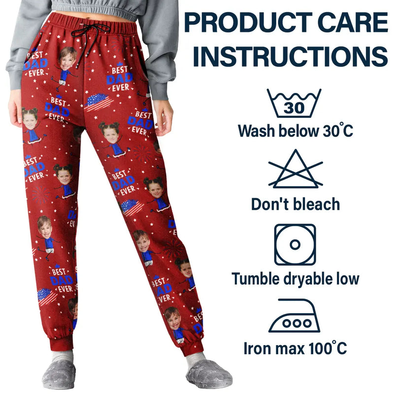 Gift For Father,Gift For Grandpa,Independence Day,Happy,Custom Photo - Custom Photo Stars And Stripes Best Dad Grandpa Ever - Personalized Pajama Pants