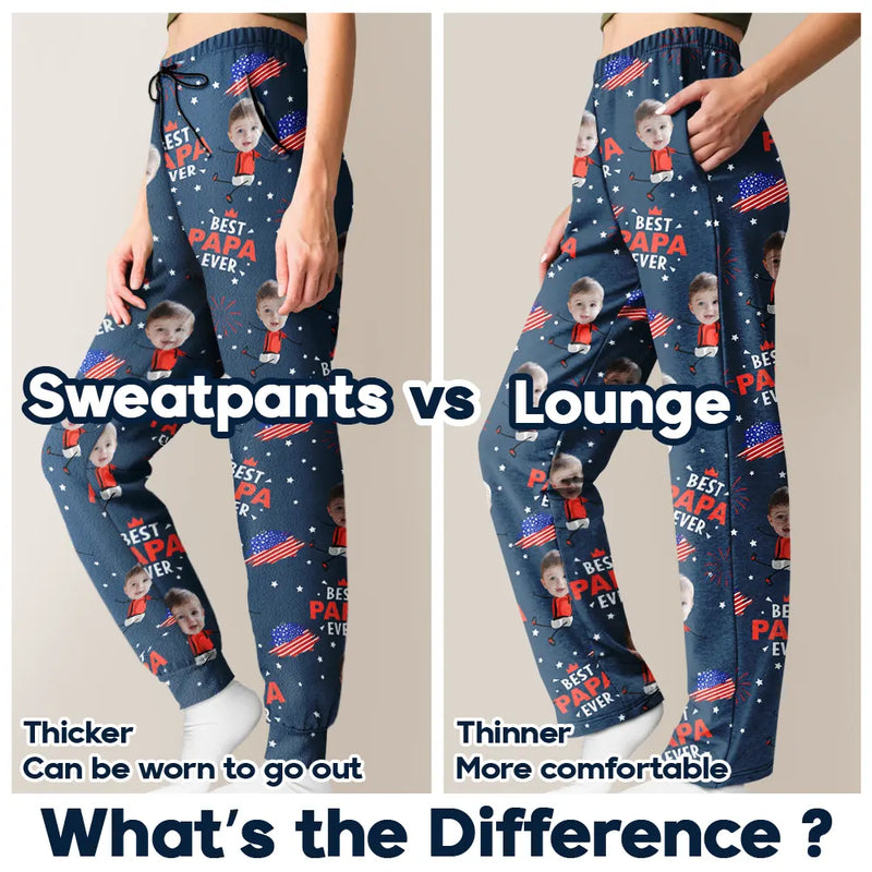 Gift For Father,Gift For Grandpa,Independence Day,Happy,Custom Photo - Custom Photo Stars And Stripes Best Dad Grandpa Ever - Personalized Pajama Pants