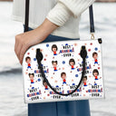 Gift For Mother,Gift For Grandma,Happy,Summer,Independence Day,Non-Eng,Photo,Icon,Humorous - Custom Photo Stars & Stripes Best Mom Grandma Ever - Personalized Leather Bag