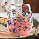Gift For Mother,Gift For Grandma,Happy,Summer,Independence Day,Photo,Icon,Humorous - Custom Photo Stars & Stripes Best Mom Grandma Ever - Personalized Stemless Wine Glass