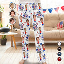Gift For Grandma, Gift For Mother, Happy - Custom Photo Stars & Stripes Best Mom Mum Grandma Ever - Personalized Pajama Pants