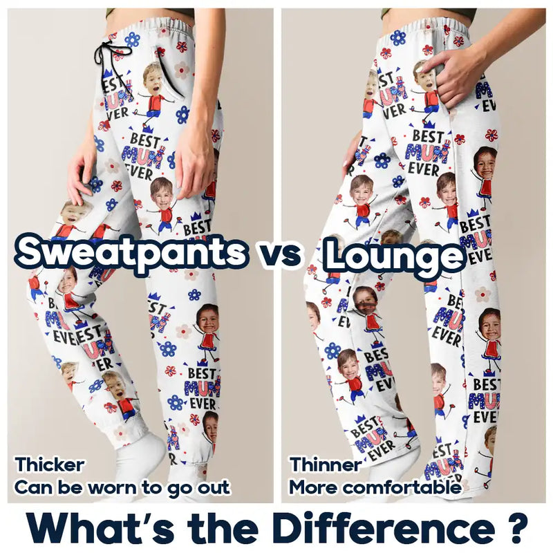 Gift For Grandma, Gift For Mother, Happy - Custom Photo Stars & Stripes Best Mom Mum Grandma Ever - Personalized Pajama Pants