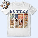 Pet Lovers,Pet Mom,Pet Dad - Custom Photo Stars & Stripes Pet Face - Personalized T Shirt