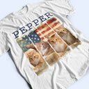 Pet Lovers,Pet Mom,Pet Dad - Custom Photo Stars & Stripes Pet Face - Personalized T Shirt