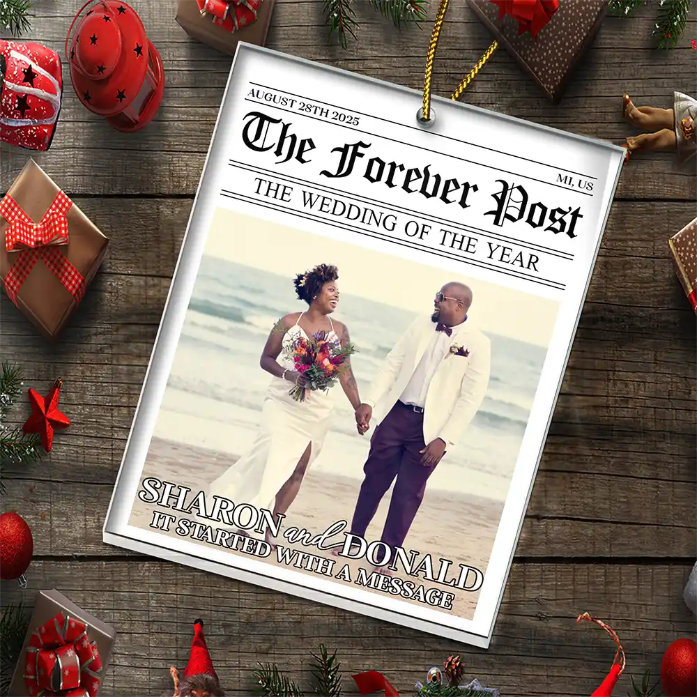 Gift For Couples, Gift For Husband, Gift For Wife, Love, Custom Photo - Custom Photo Started With A Message Couples - Personalized Custom Shaped Acrylic Ornament