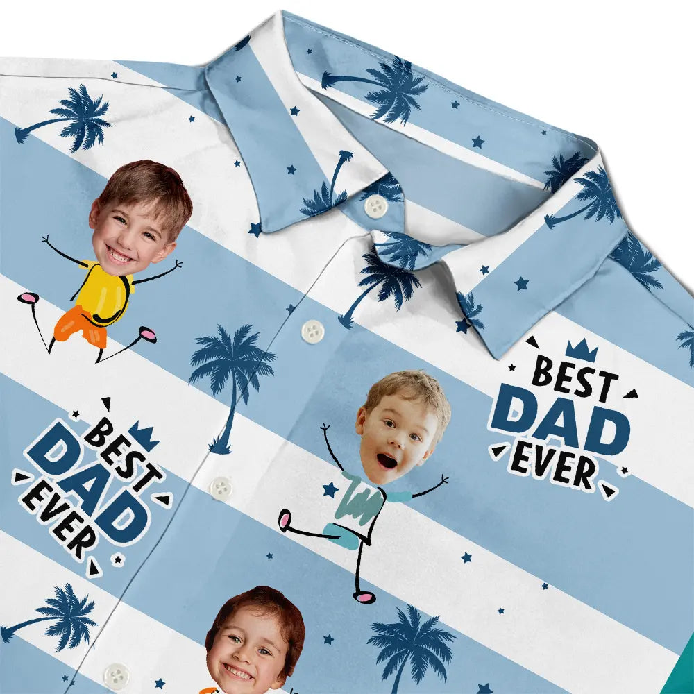 Custom Photo, Summer, Gift For Mother, Gift For Children, Adorable, Cut-Face Photo - Custom Photo Strip Pattern Adorable Best Mom Best Dad Ever - Personalized Hawaiian Shirt