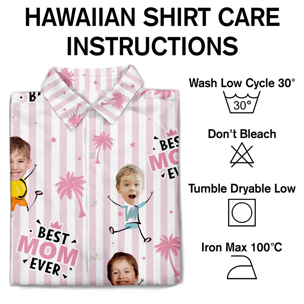 Custom Photo, Summer, Gift For Mother, Gift For Children, Adorable, Cut-Face Photo - Custom Photo Strip Pattern Adorable Best Mom Best Dad Ever - Personalized Hawaiian Shirt