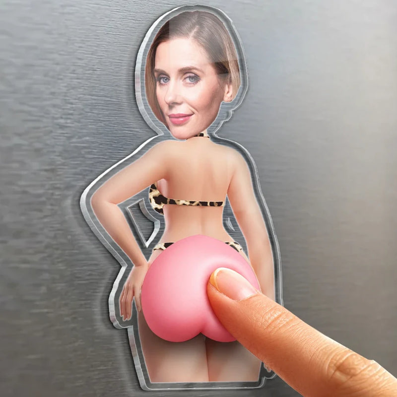 Custom Photo,Summer,Gift For Men,Gift For Yourself,Humorous,Cut-Face Photo - Custom Photo Summer Calling Booty - Personalized Squishy Acrylic Fridge Magnet
