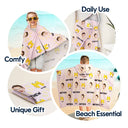 Gift For Kids,Summer,Happy,Beach - Custom Photo Summer Letter Kid - Personalized Hooded Beach Towel