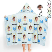 Gift For Kids,Summer,Happy,Beach - Custom Photo Summer Letter Kid - Personalized Hooded Beach Towel