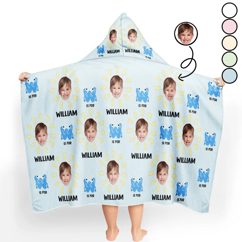 Gift For Kids,Summer,Happy,Beach - Custom Photo Summer Letter Kid - Personalized Hooded Beach Towel