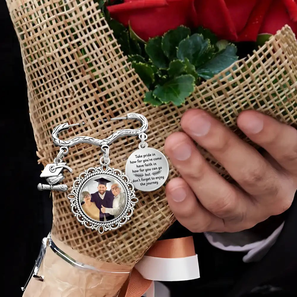 Graduation, Gift For Daughter, Gift For Son, Gift For Grandkids, Gift For Yourself, Love - Custom Photo Take Pride In How Far You've Come - Personalized Graduation Tassel Pin