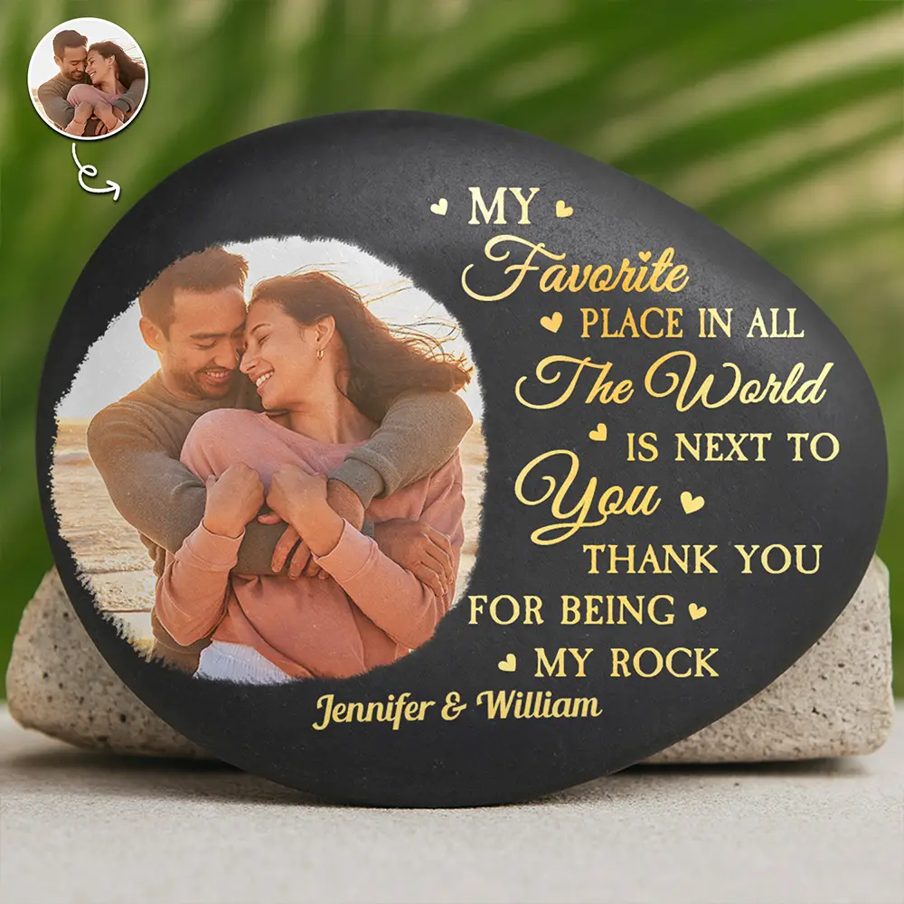 Custom Photo Thank You For Being My Rock - Personalized Printed Rock