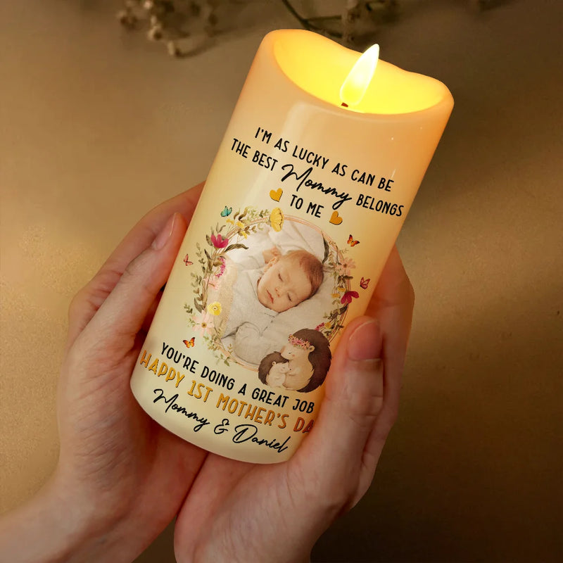Gift For Mother,New Mom,Love,Custom Photo - Custom Photo The Best Mommy Belongs To Me - Personalized Flameless LED Candle
