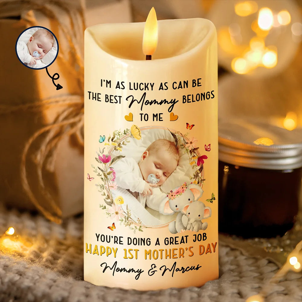 Custom Photo The Best Mommy Belongs To Me - Personalized Flameless LED Candle
