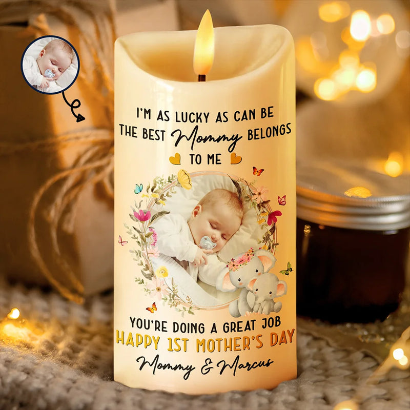 Gift For Mother,New Mom,Love,Custom Photo - Custom Photo The Best Mommy Belongs To Me - Personalized Flameless LED Candle