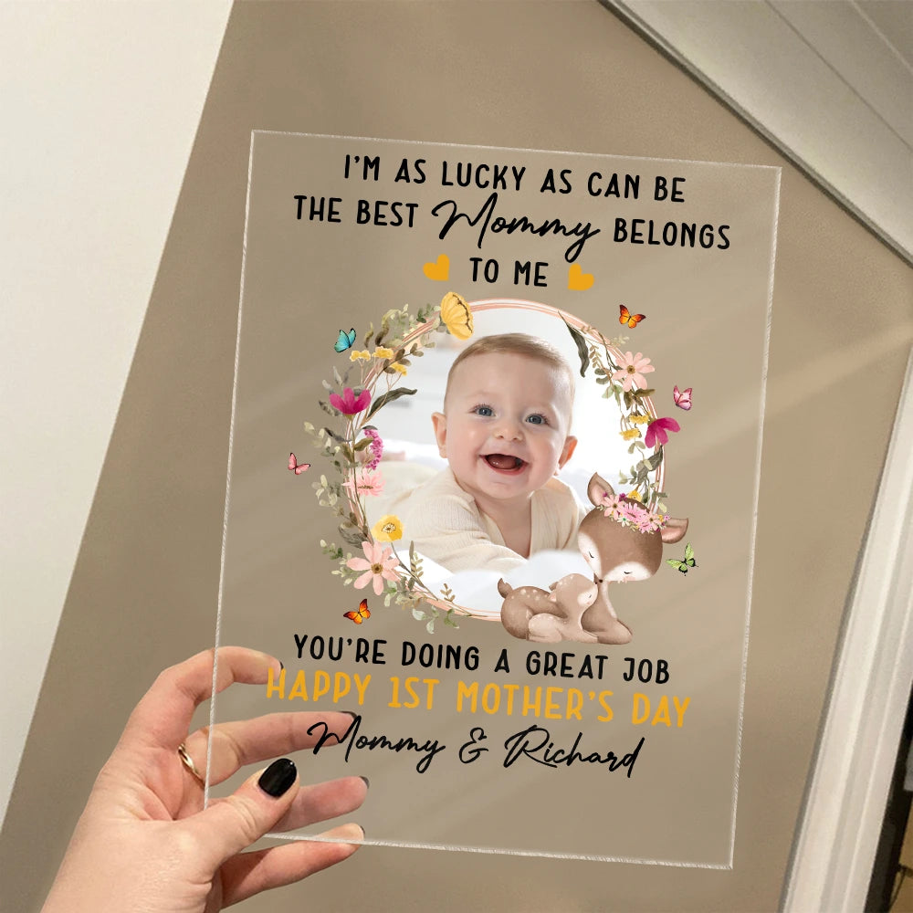 Custom Photo The Best Mommy Belongs To Me - Personalized Vertical Rectangle Acrylic Plaque