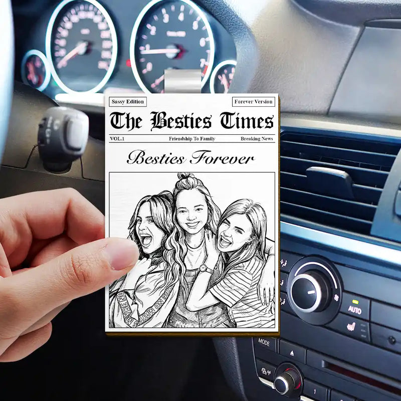 Custom Photo,Gift For Bestie,Photo,Humorous - Custom Photo The Besties Times - Personalized Custom Shaped Car Visor Clip