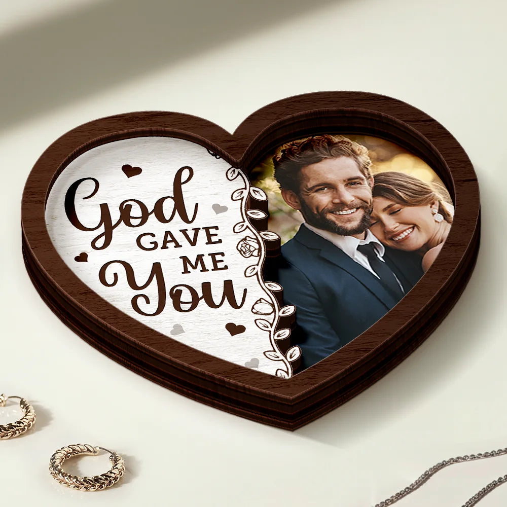 Gift For Husband, Gift For Wife, Gift For Boyfriend, Gift For Girlfriend, Custom Photo, Love, Gift For Couples - Custom Photo The Date We Became Mr. & Mrs. - Personalized 2-Layered Wooden Ring Dish