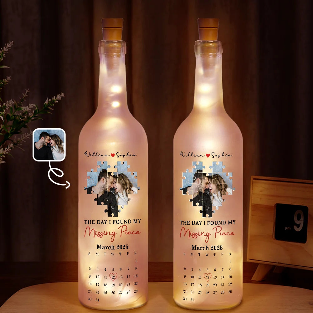 Gift For Couples,Gift For Husband,Gift For Wife,Gift For Boyfriend,Gift For Girlfriend,Love,Custom Photo - Custom Photo The Day I Found My Missing Piece - Personalized Bottle Light
