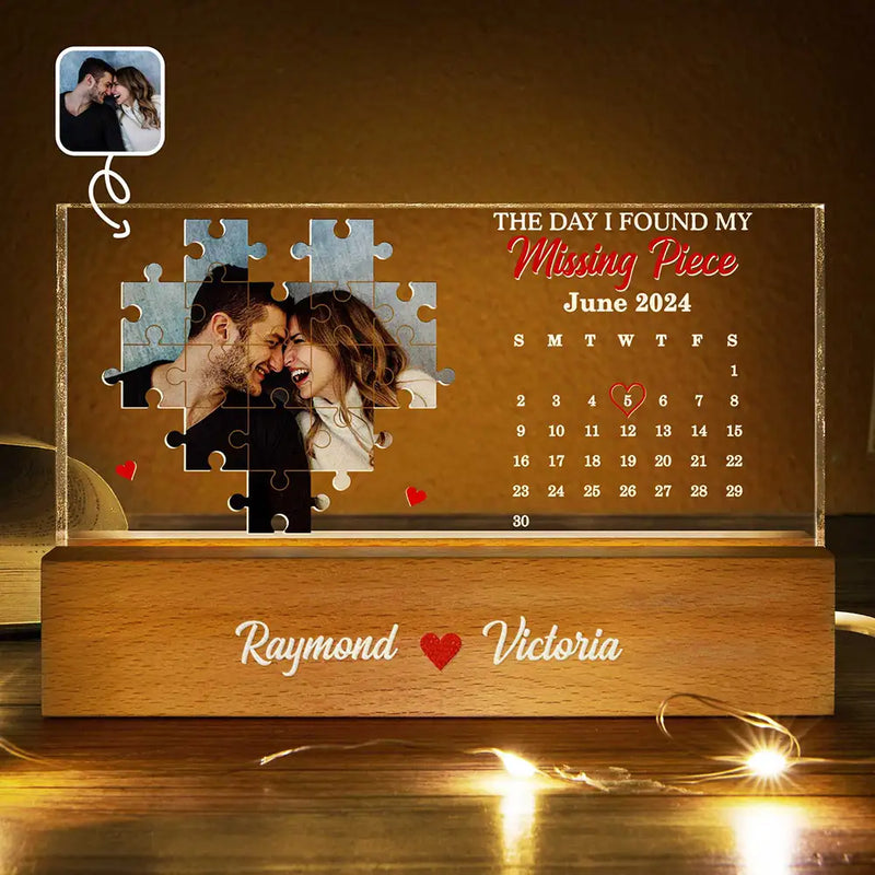 Gift For Couples, Gift For Husband, Gift For Wife, Gift For Boyfriend, Gift For Girlfriend, Love, Custom Photo - Custom Photo The Day I Found My Missing Piece - Personalized Rectangle LED Light