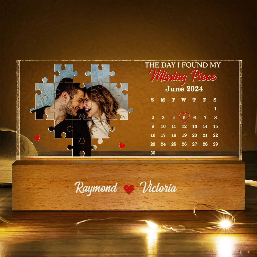 Gift For Couples, Gift For Husband, Gift For Wife, Gift For Boyfriend, Gift For Girlfriend, Love, Custom Photo - Custom Photo The Day I Found My Missing Piece - Personalized Rectangle LED Light