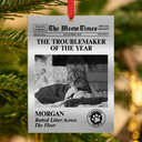 Pet Lovers,Christmas,Funny,Custom Photo - Custom Photo The Dog Times, The Meow Times - Personalized Metal Ornament