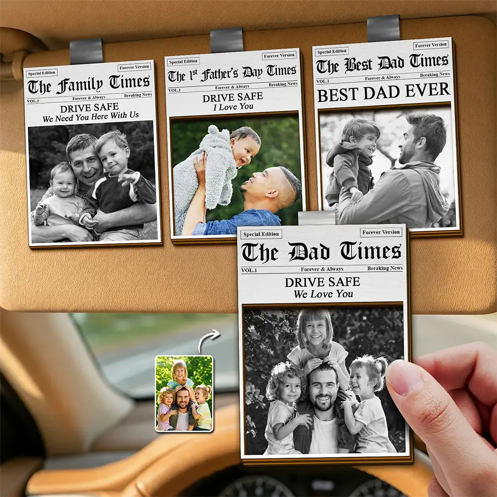 Custom Photo The Father's Day Times - Personalized Custom Shaped Car Visor Clip