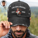 Happy, Gift For Father, Gift For Grandpa, Gift For Men, Grilling, Non-Eng, Photo, Humorous - Custom Photo The Grill Master For Him Dad Grandpa - Personalized Distressed Cap
