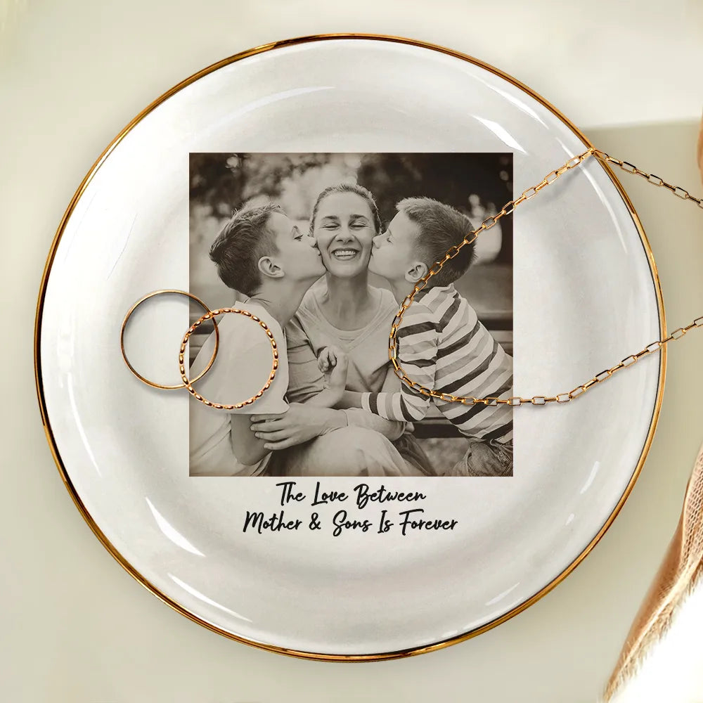 Custom Photo, Gift For Mother, Mom - Children, Happy - Custom Photo The Love Between Mother & Daughter - Personalized Ring Dish