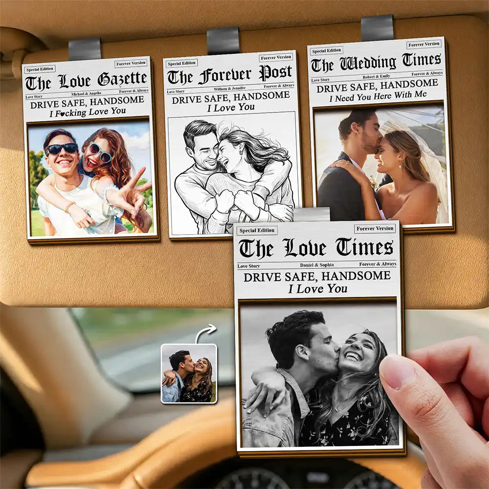 Custom Photo The Love Times - Personalized Custom Shaped Car Visor Clip