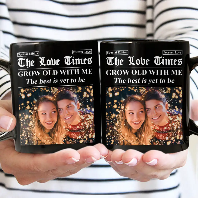 Old Couples,Gift For Couples,Gift For Women,Gift For Men,Gift For Wife,Gift For Husband,Gift For Boyfriend,Gift For Girlfriend,Love,LGBT - Custom Photo The Love Times Newspaper Theme - Personalized Mug