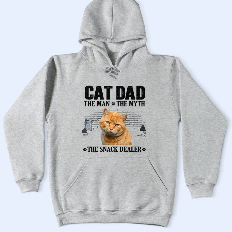 Custom Photo,Cat Dad,Pet Lovers,Gift For Father,Playful,Remove BG Photo - Custom Photo The Man The Myth The Snack Dealer - Gift For Cat Dad - Personalized T Shirt