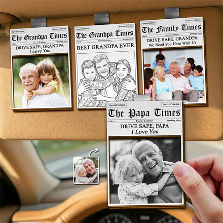 Custom Photo The Papa Times - Personalized Custom Shaped Car Visor Clip