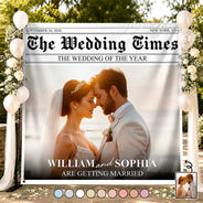 Custom Photo,Romantic,Gift For Couples,Wedding,Upload Full Photo - Custom Photo The Wedding Times - Personalized Backdrop