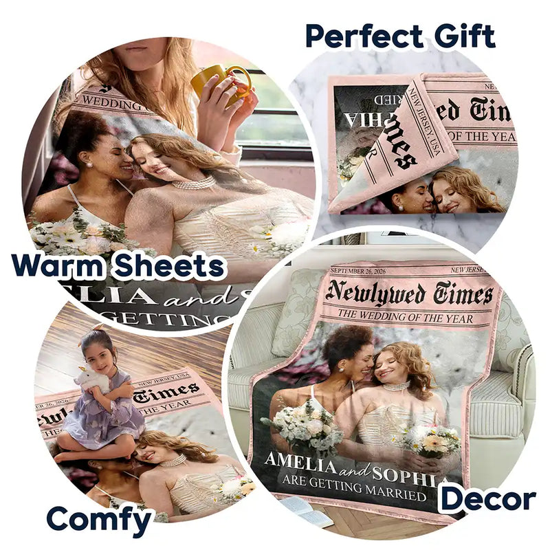 Custom Photo, Romantic, Gift For Couples, Wedding, Upload Full Photo - Custom Photo The Wedding Times - Personalized Fleece Blanket, Sherpa Blanket