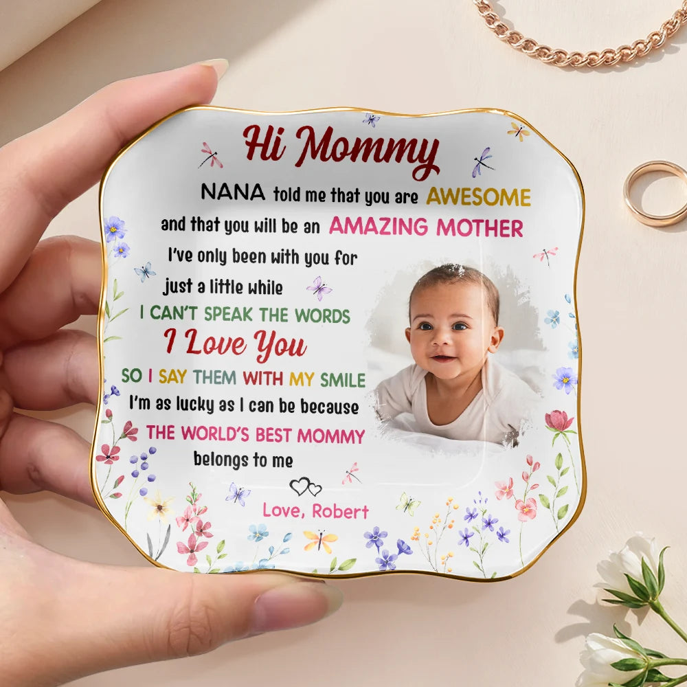 New Mom,Gift For Mother,Gift For Women,Happy,Top Market - Custom Photo The World's Best Mommy Belongs To Me - Personalized Ring Dish