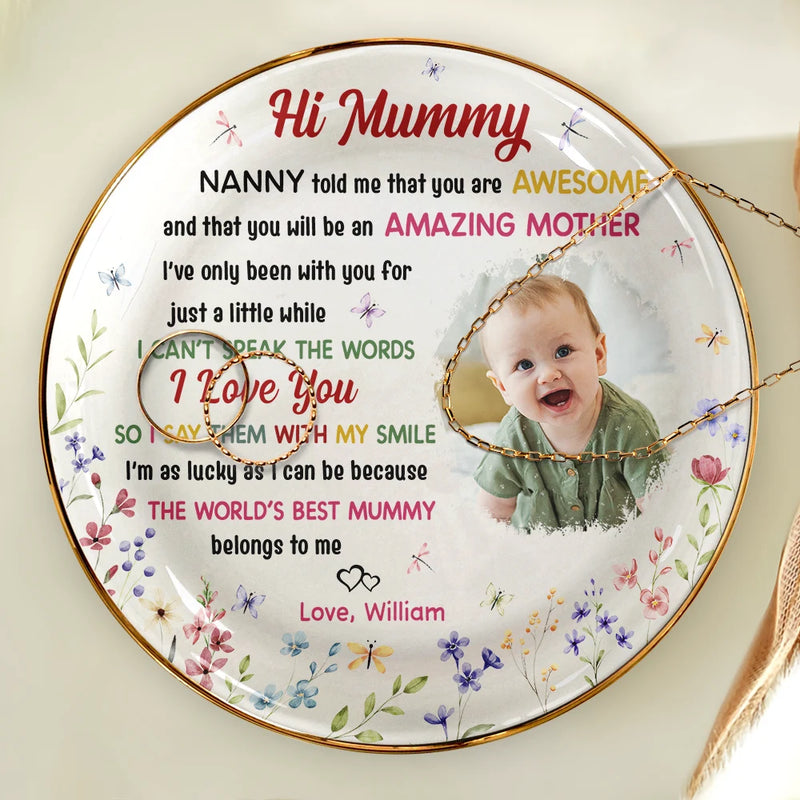 New Mom,Gift For Mother,Gift For Women,Happy,Top Market - Custom Photo The World's Best Mommy Belongs To Me - Personalized Ring Dish