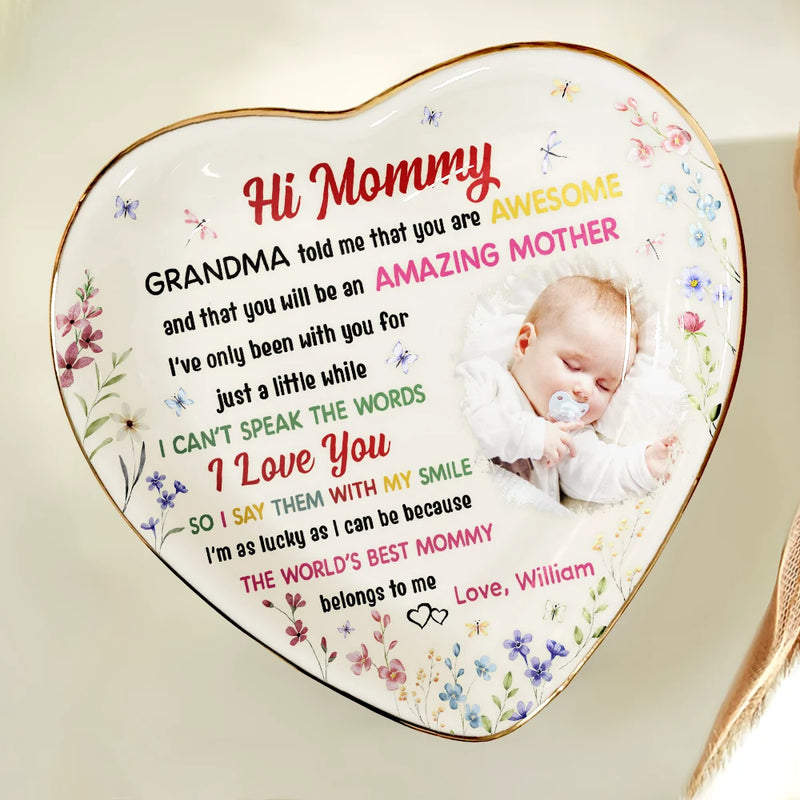 New Mom,Gift For Mother,Gift For Women,Happy,Top Market - Custom Photo The World's Best Mommy Belongs To Me - Personalized Ring Dish