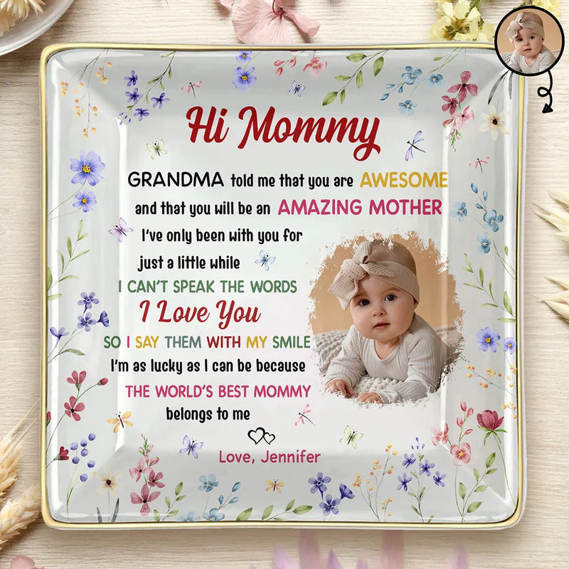 New Mom,Gift For Mother,Gift For Women,Happy,Top Market - Custom Photo The World's Best Mommy Belongs To Me - Personalized Ring Dish