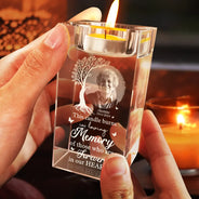 Gift For Husband, Gift For Men, Gift For Grandpa, Gift For Women, New Dad, Gift For Father, Gift For Grandma, Happy, New Mom, Gift For Mother - Custom Photo This Candle Burns In Loving Memory - Personalized Crystal Candle Holder