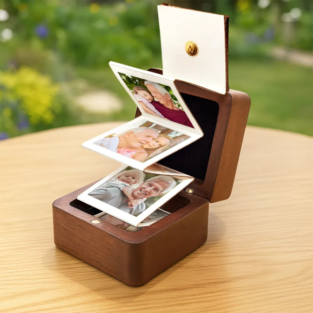 Gift For Yourself,Gift For Women,Gift For Men,Gift For Grandpa,Gift For Father,Parents,Gift For Grandparents,Love - Custom Photo This Grandma Belongs To The Kids - Personalized Wooden Accordion Photo Box