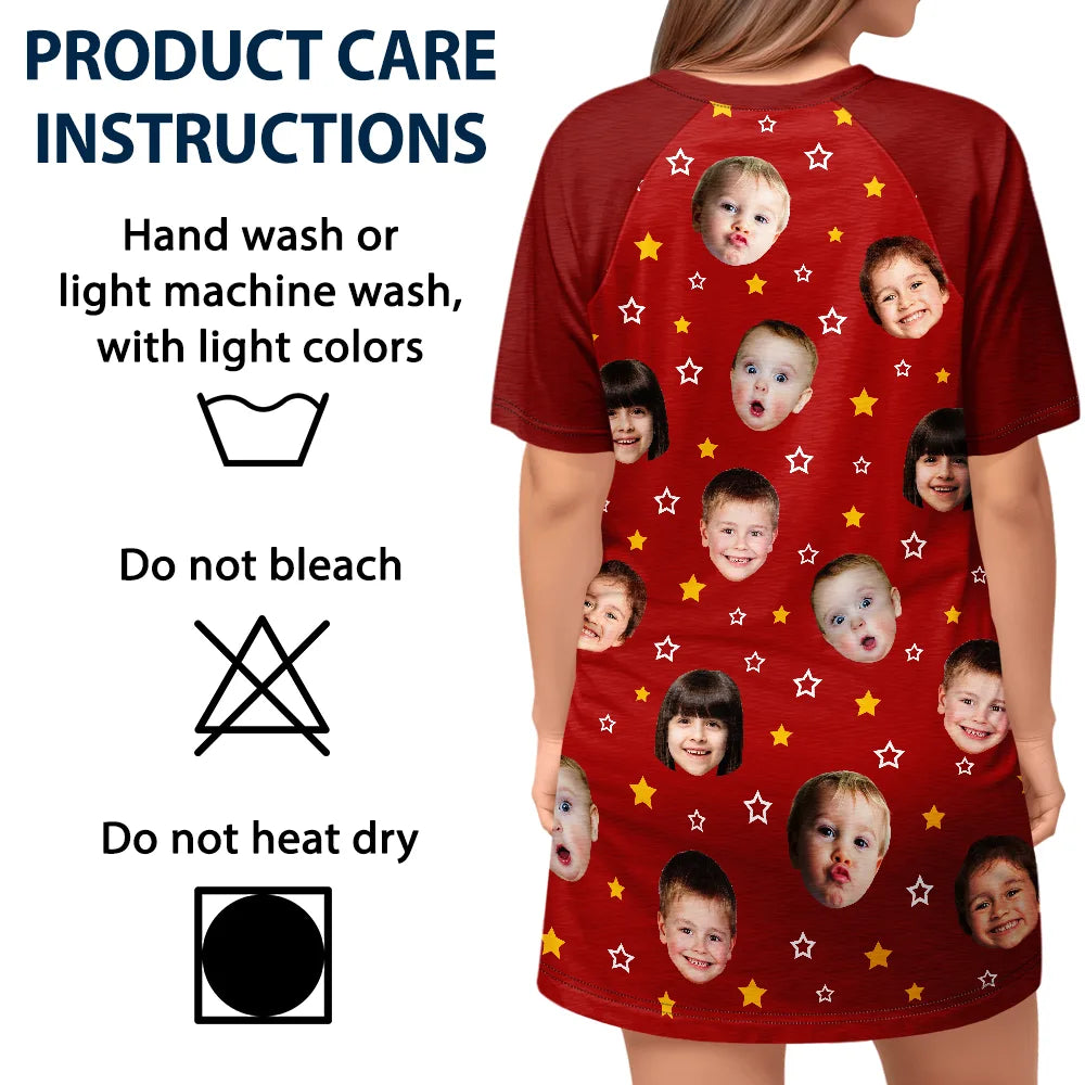 Gift For Grandma,Gift For Mother,Gift For Aunt,Happy,Custom Photo - Custom Photo This Grandma Mom Belongs To Funny Kids Pet - Personalized Women's Sleep Tee