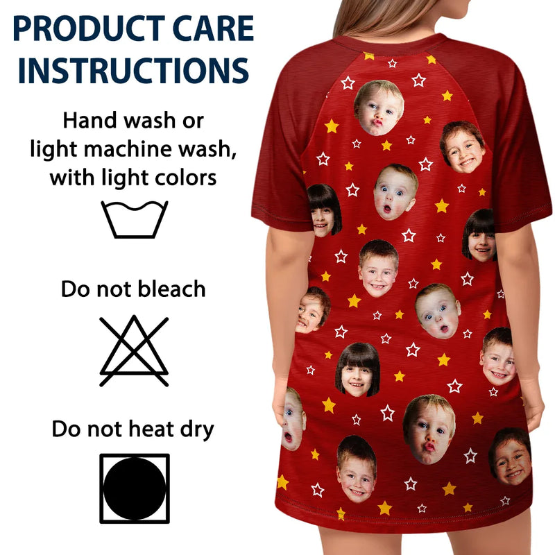 Gift For Grandma,Gift For Mother,Gift For Aunt,Happy,Custom Photo - Custom Photo This Grandma Mom Belongs To Funny Kids Pet - Personalized Women's Sleep Tee