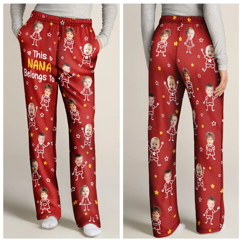 Custom Photo, Happy, Gift For Grandpa, Gift For Grandparents, Gift For Grandma, Gift For Mother, Gift For Father - Custom Photo This Grandpa Grandma Belongs To Kids Pet - Personalized Pajama Pants