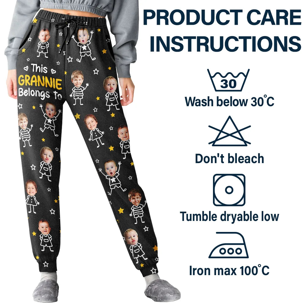 Custom Photo, Happy, Gift For Grandpa, Gift For Grandparents, Gift For Grandma, Gift For Mother, Gift For Father - Custom Photo This Grandpa Grandma Belongs To Kids Pet - Personalized Pajama Pants