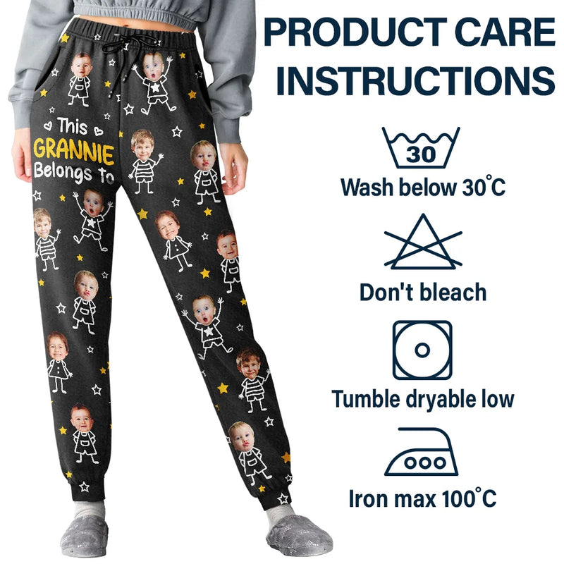 Custom Photo, Happy, Gift For Grandpa, Gift For Grandparents, Gift For Grandma, Gift For Mother, Gift For Father - Custom Photo This Grandpa Grandma Belongs To Kids Pet - Personalized Pajama Pants