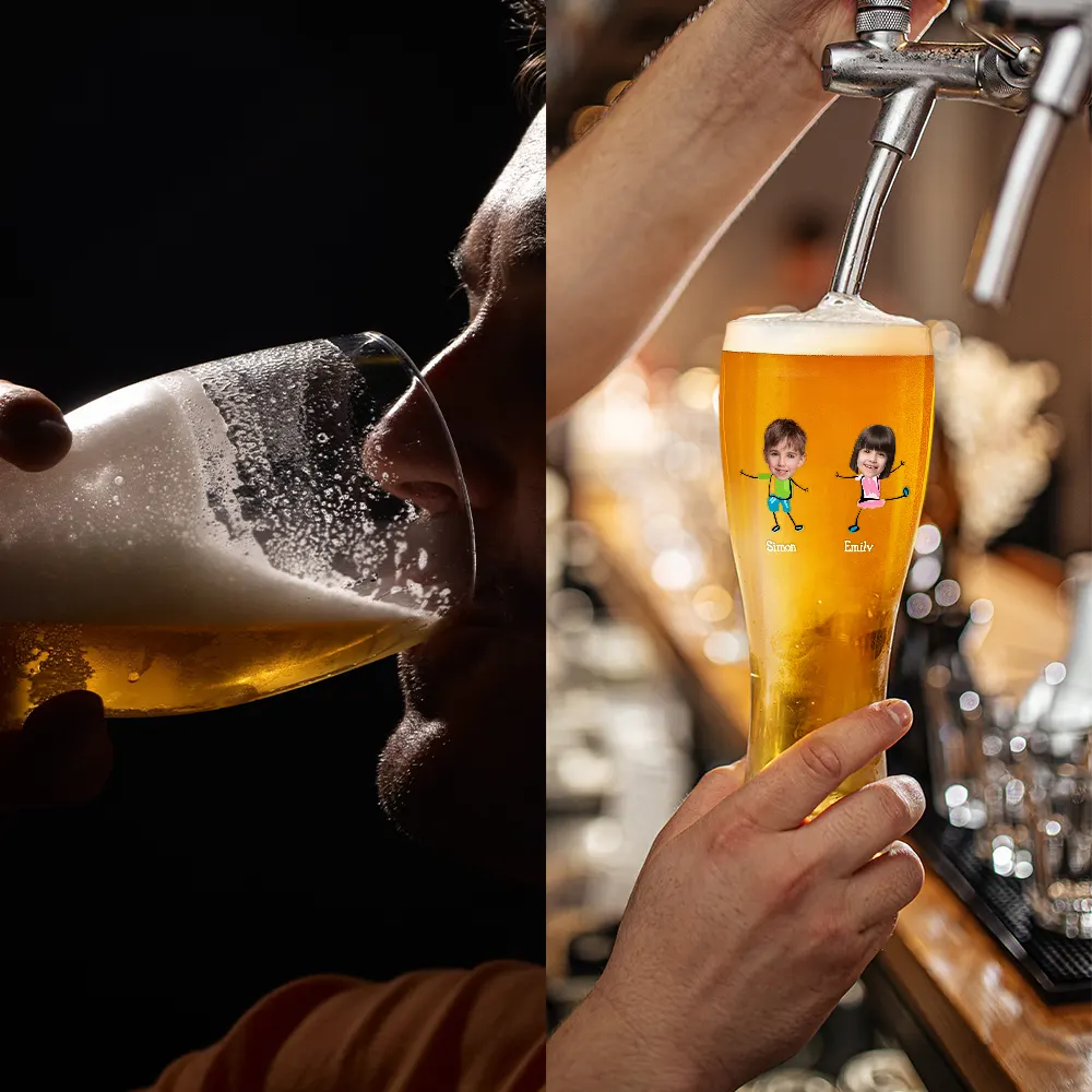 Gift For Father, Custom Photo, Funny - Custom Photo To Dad From The Reason You Drink - Personalized Pilsner Glass